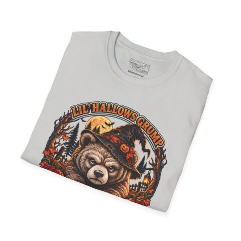 Lil’ Hallows Grump Tee in Ice Grey, folded close-up