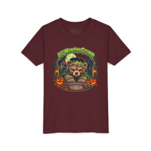 Lil' Monster Grump Tee in Maroon, laid flat