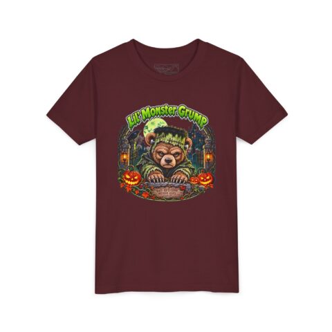 Lil' Monster Grump Tee in Maroon, laid flat