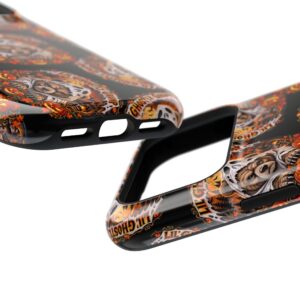 Lil' Ghostly Grump Mag Phone Case, close-up of the raised edges and button cutouts