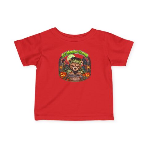Lil' Monster Grump Tee in Red, laid flat