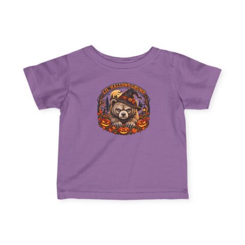 Lil’ Hallows Grump Tee in Lavender, laid flat