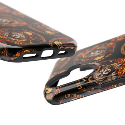Lil' Hallows Grump Mag Phone Case, close-up of the raised edges and button cutouts