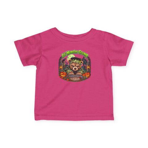 Lil' Monster Grump Tee in Hot Pink, laid flat