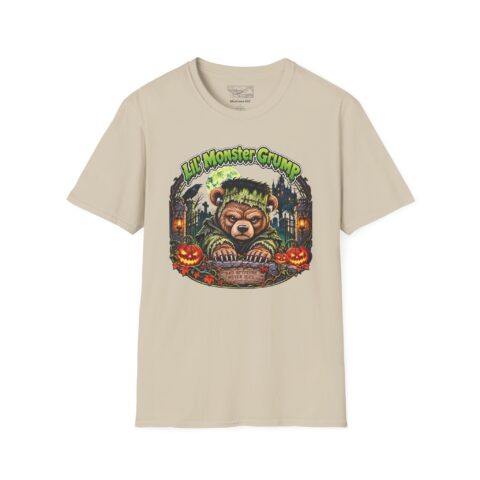Lil' Monster Grump Tee in Sand, laid flat