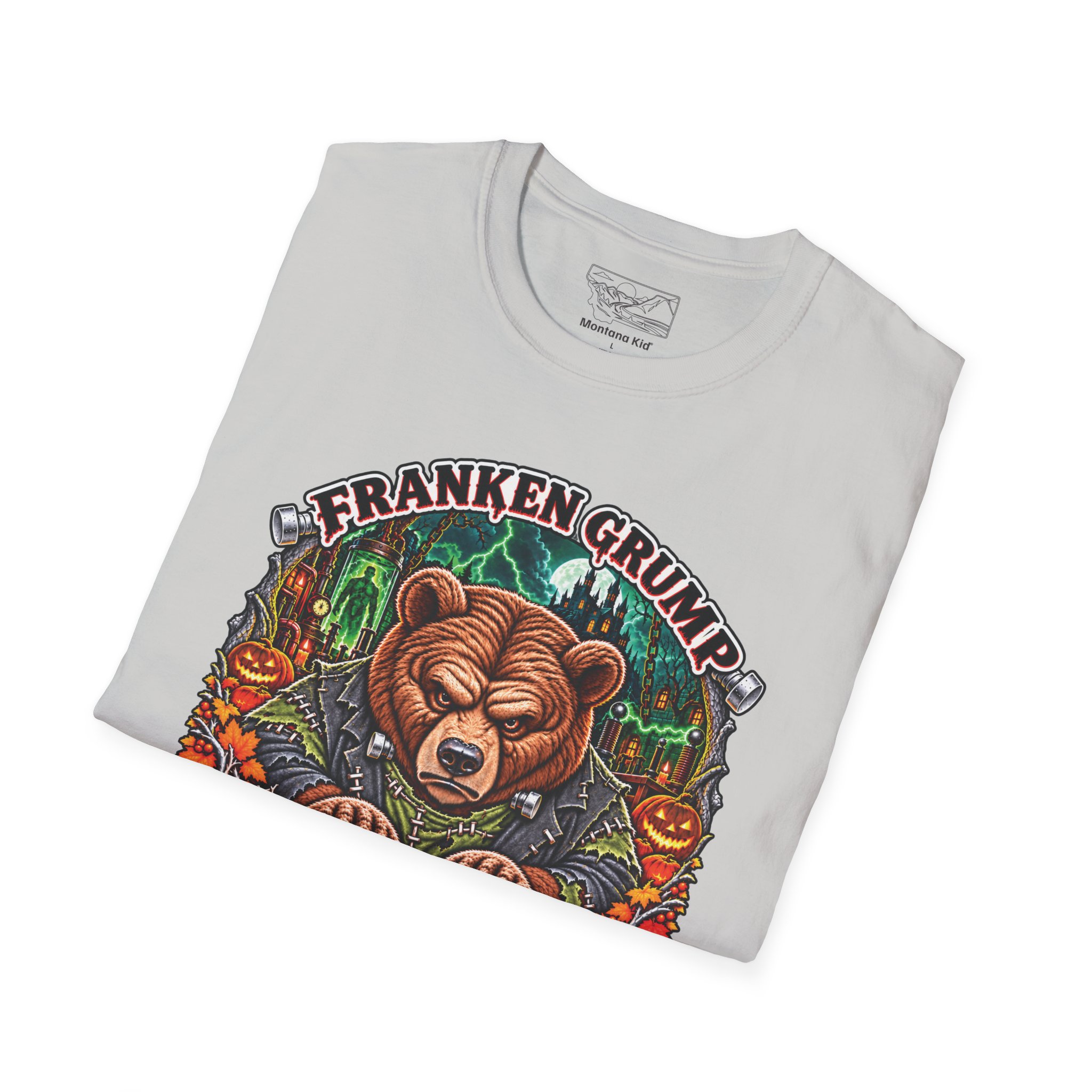 Franken Grump Tee in Ice Grey, folded close-up