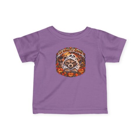 Lil’ Ghostly Grump Tee in Lavender, laid flat