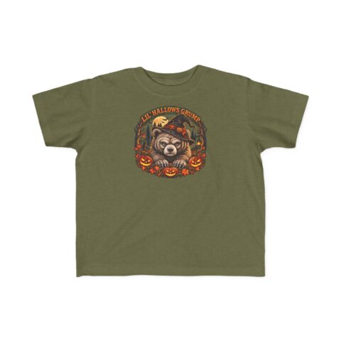 Lil’ Hallows Grump Tee in Military Green, laid flat