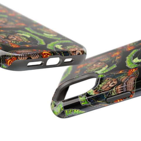 Lil' Monster Grump Mag Phone Case, close-up of the raised edges and button cutouts