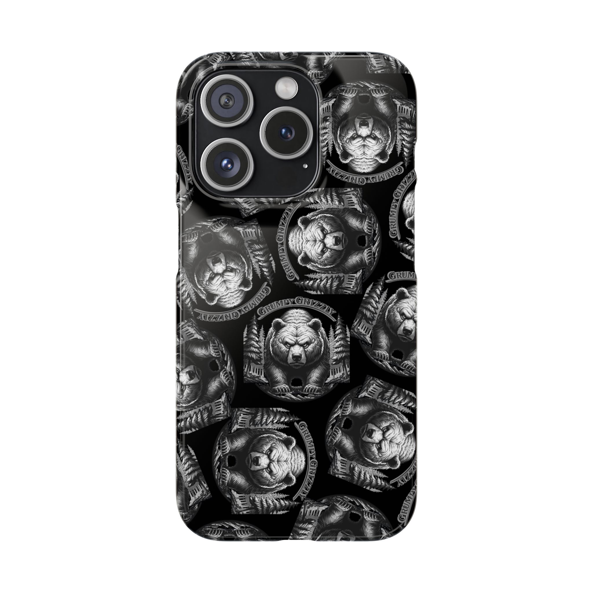 Grumpy Grizzly Snap Case for iPhone 15 Pro, Glossy