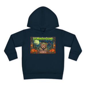 Lil’ Monster Grump Hoodie in Navy, laid flat