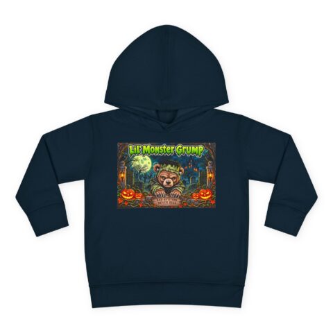 Lil’ Monster Grump Hoodie in Navy, laid flat