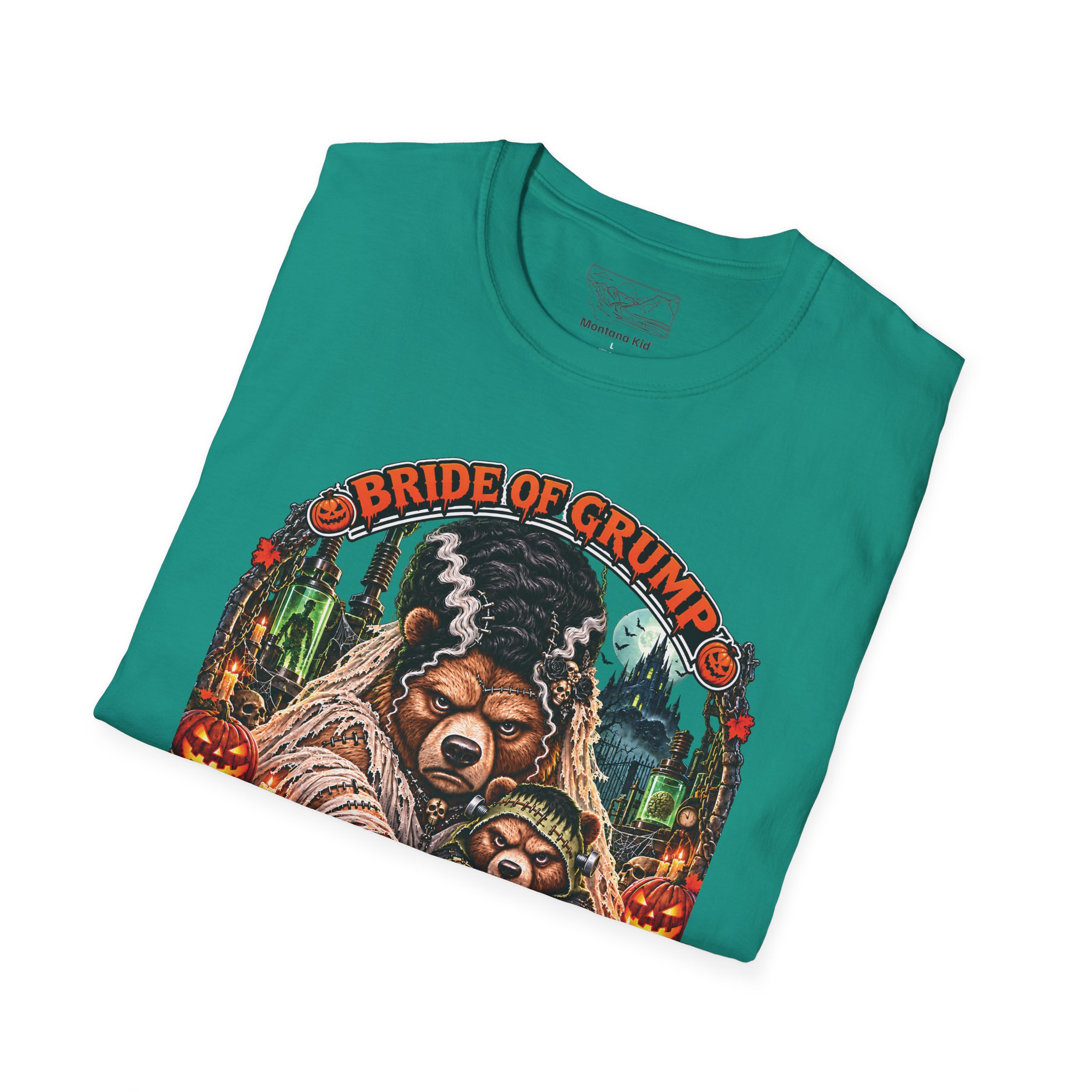 Bride of Grump Tee in Jade Dome, folded close-up