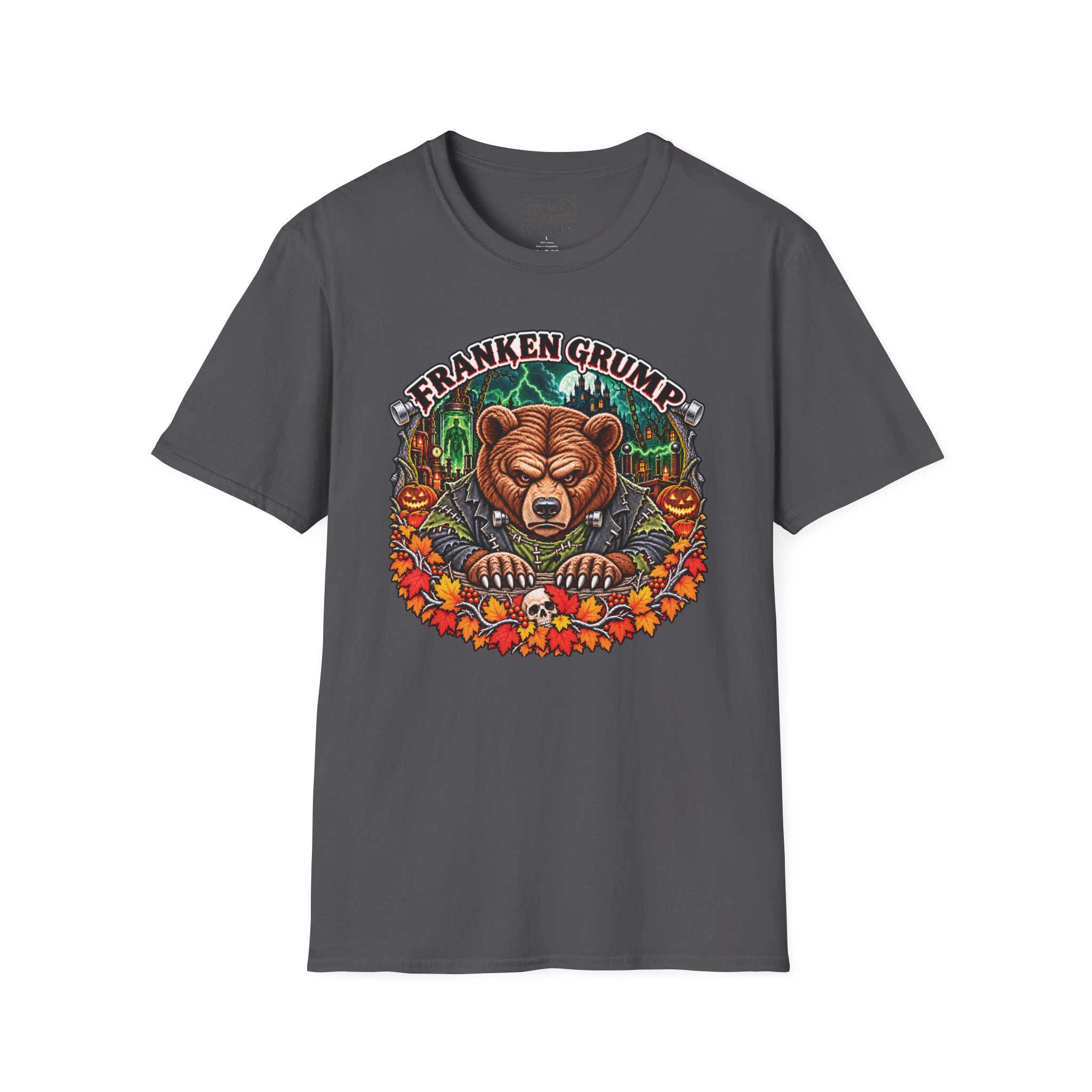 Franken Grump Tee in Charcoal, laid flat