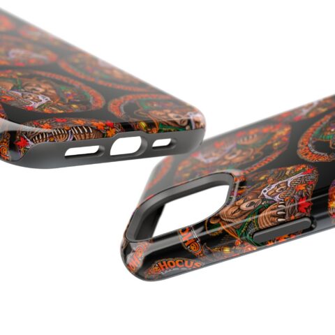 Hocus Grump Mag Phone Case, close-up of the raised edges and button cutouts