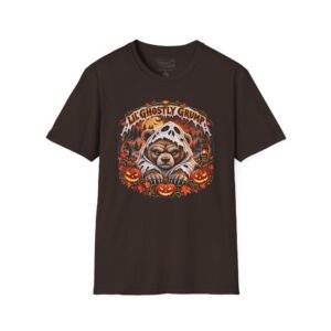 Lil’ Ghostly Grump Tee in Dark Chocolate, laid flat