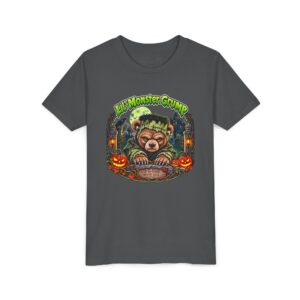 Lil' Monster Grump Tee in Asphalt, laid flat