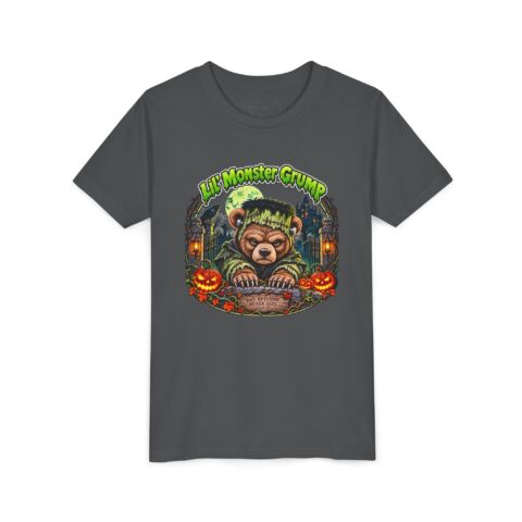 Lil' Monster Grump Tee in Asphalt, laid flat
