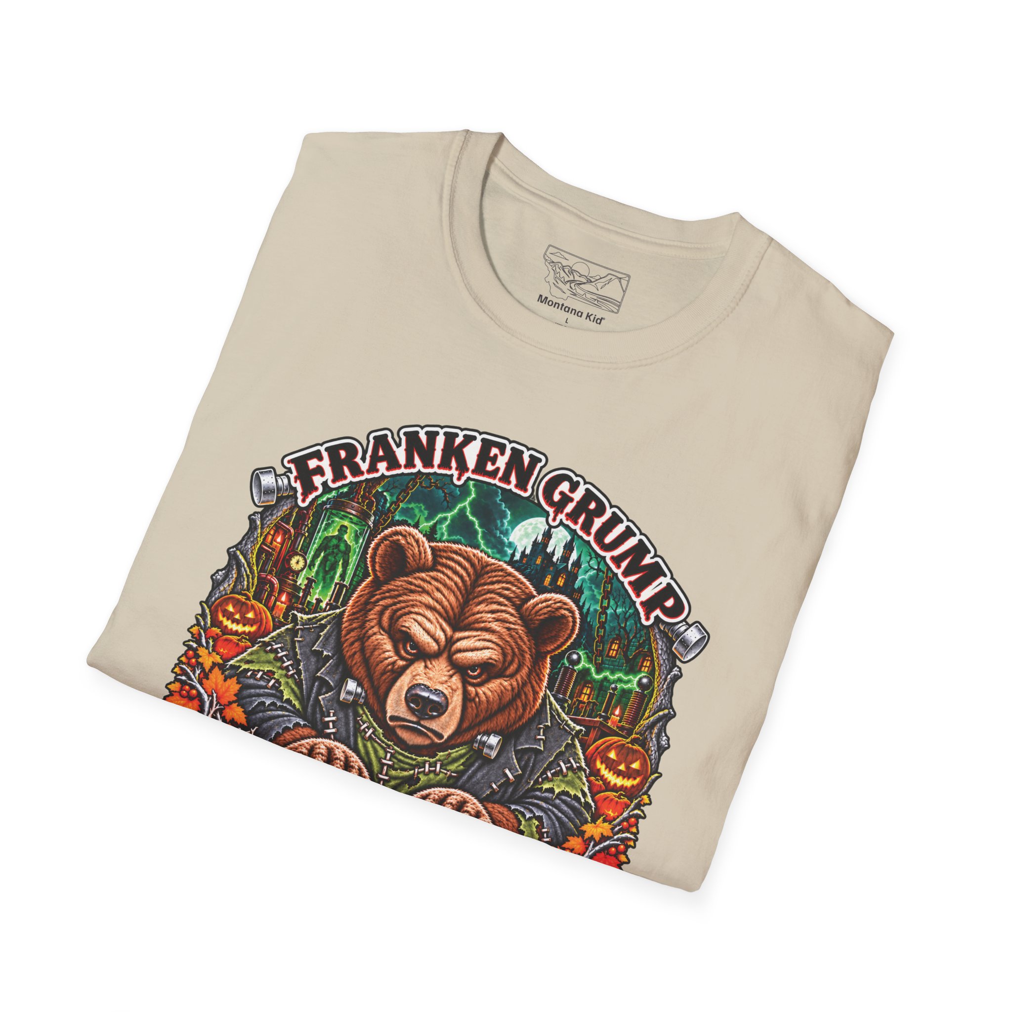 Franken Grump Tee in Sand, folded close-up