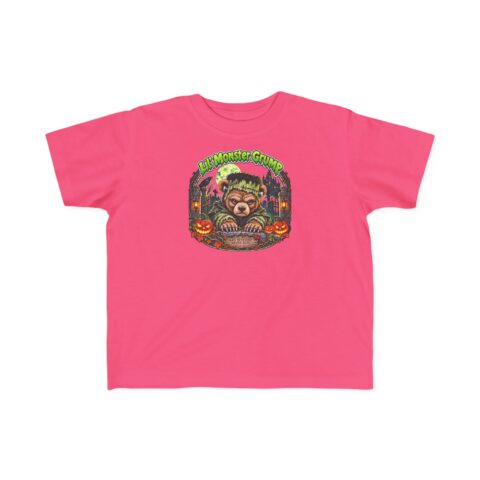 Lil' Monster Grump Tee in Hot Pink, laid flat