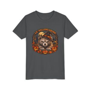 Lil’ Hallows Grump Tee in Asphalt, laid flat