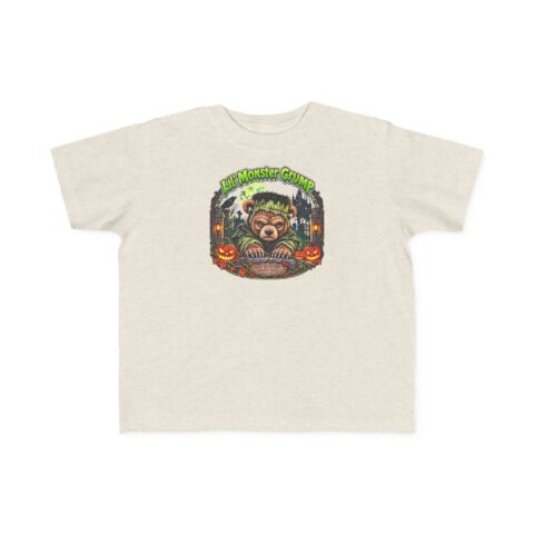Lil' Monster Grump Tee in Natural Heather, laid flat
