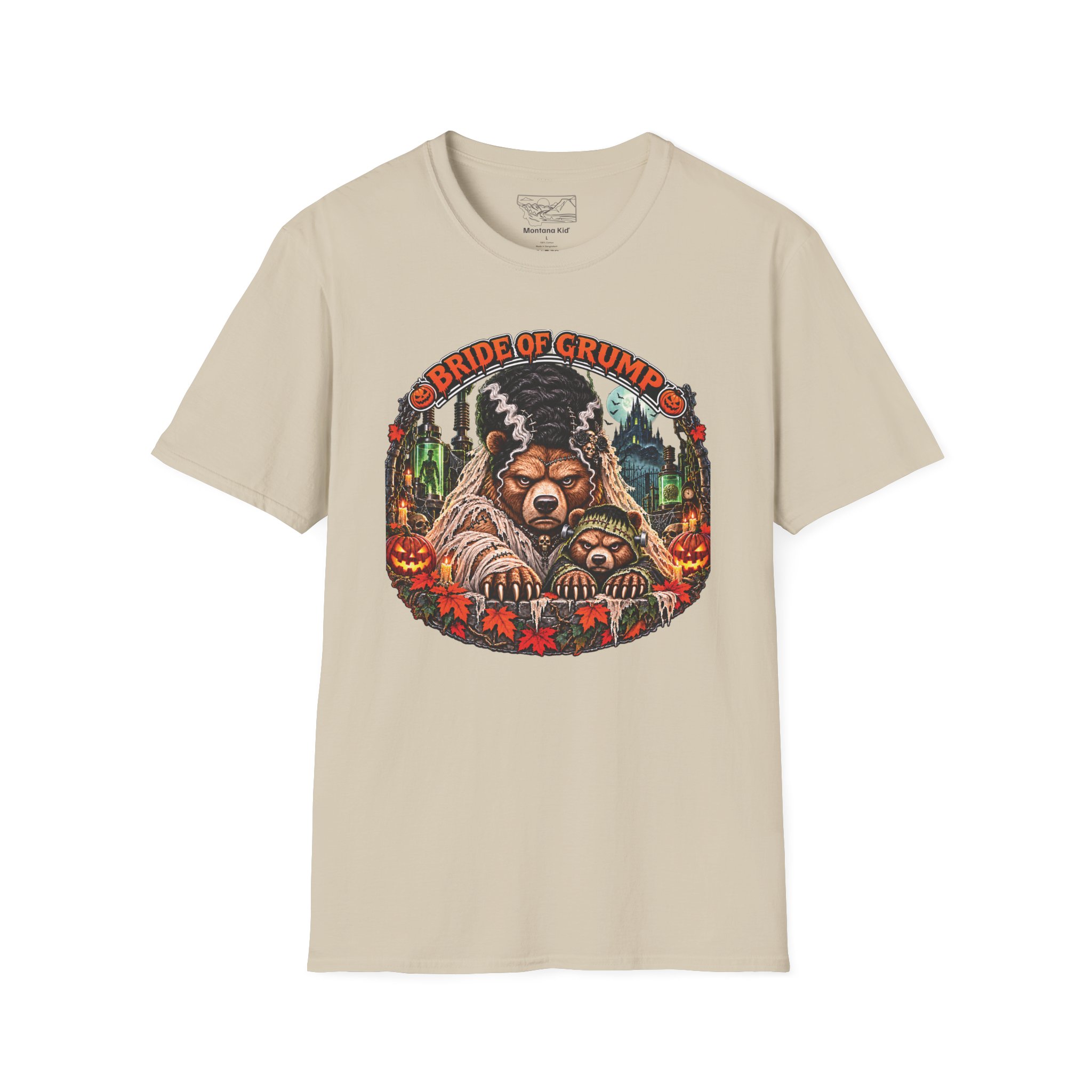 Bride of Grump Tee in Sand, laid flat