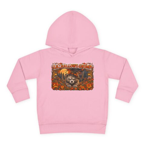 Lil’ Hallows Grump Hoodie in Pink, laid flat
