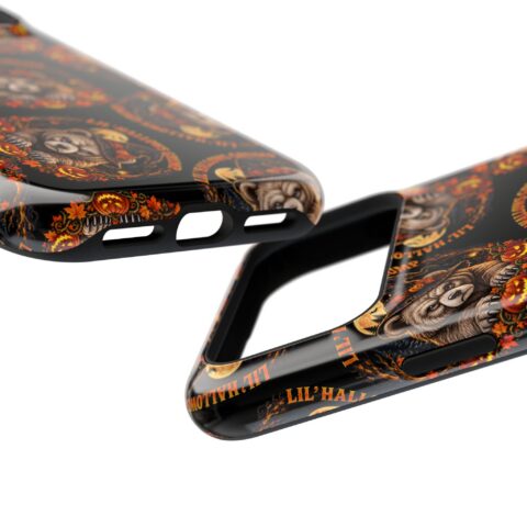 Lil' Hallows Grump Mag Phone Case, close-up of the raised edges and button cutouts