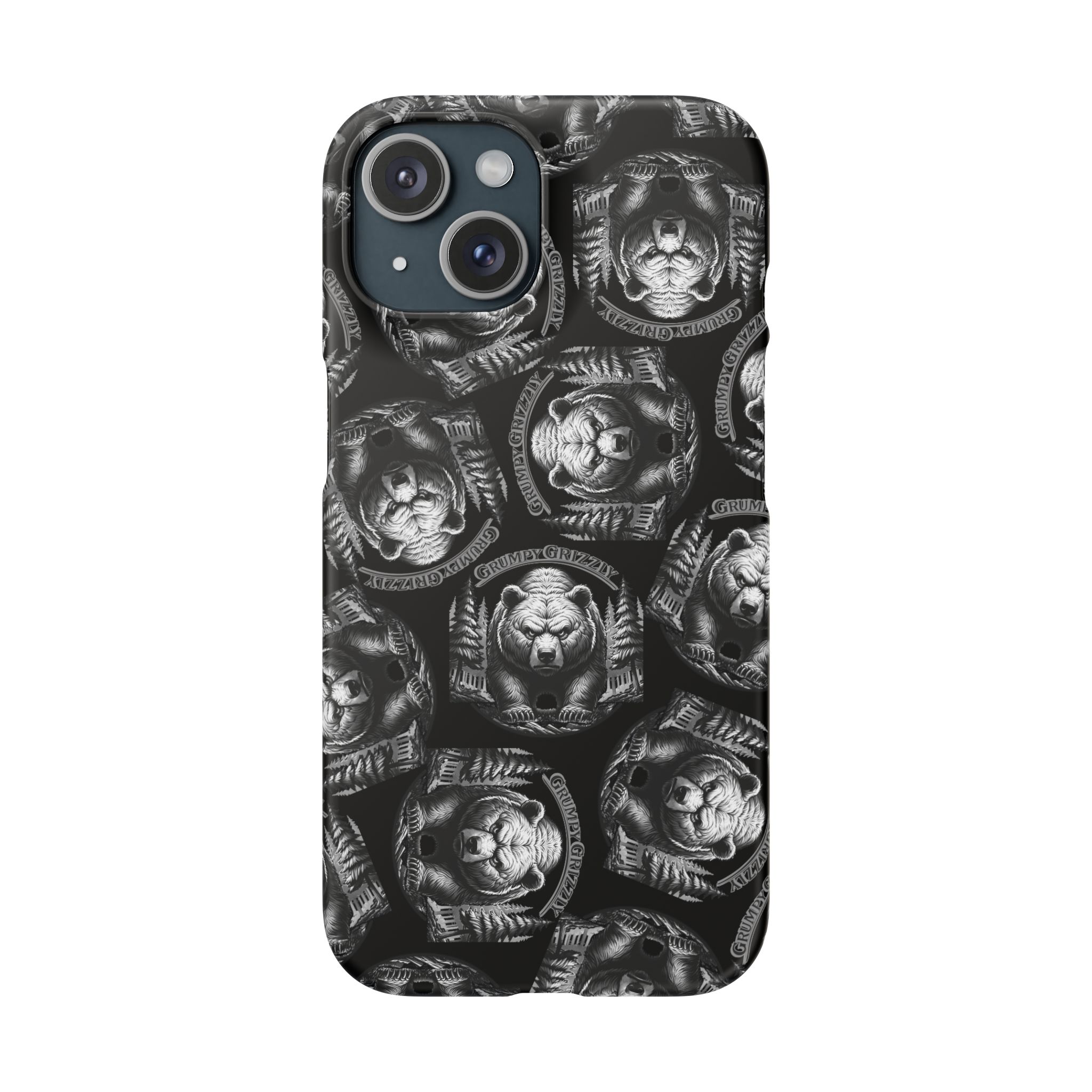 Grumpy Grizzly Snap Case for iPhone 15, Matte
