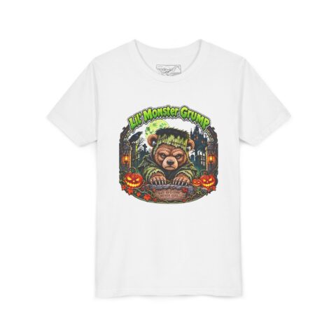 Lil' Monster Grump Tee in White, laid flat