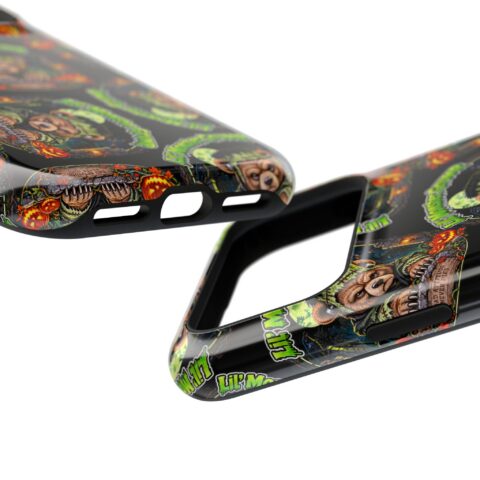 Lil' Monster Grump Mag Phone Case, close-up of the raised edges and button cutouts