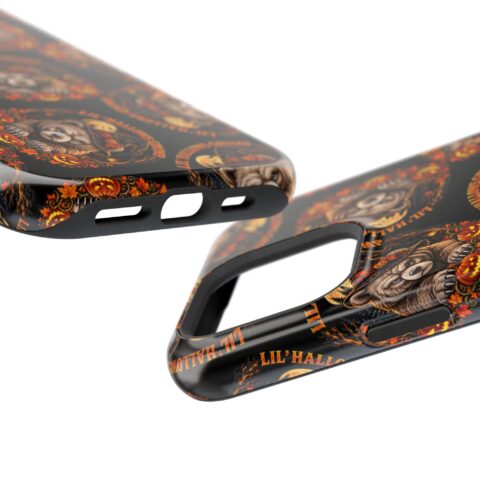 Lil' Hallows Grump Mag Phone Case, close-up of the raised edges and button cutouts