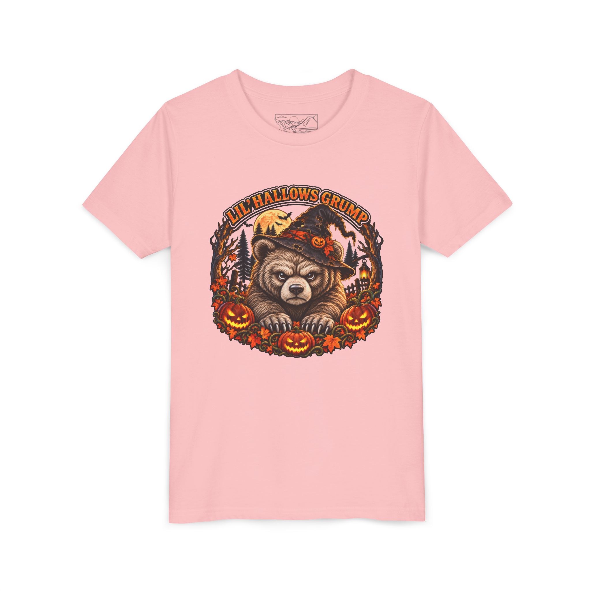 Lil’ Hallows Grump Tee in Pink, laid flat